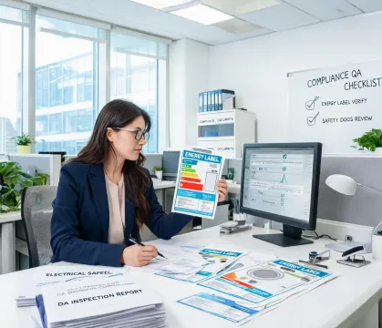 Miele compliance specialist checking appliance labels
