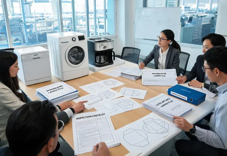Appliance OEM service team reviewing dishwasher launch files